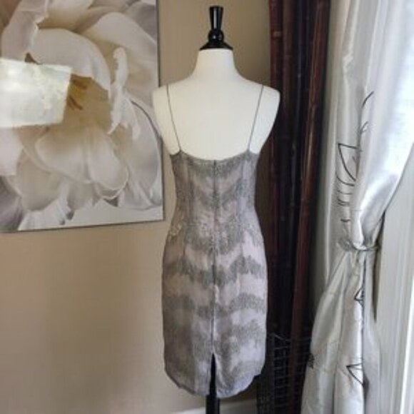Tracy Reese ~ Silk Beaded Grey Dress ~ Size M - Picture 2 of 3